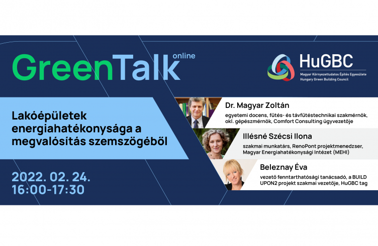 Meghívó: HuGBC Green Talk |Lakóépületek energiahatékonysága a megvalósítás szemszögéből